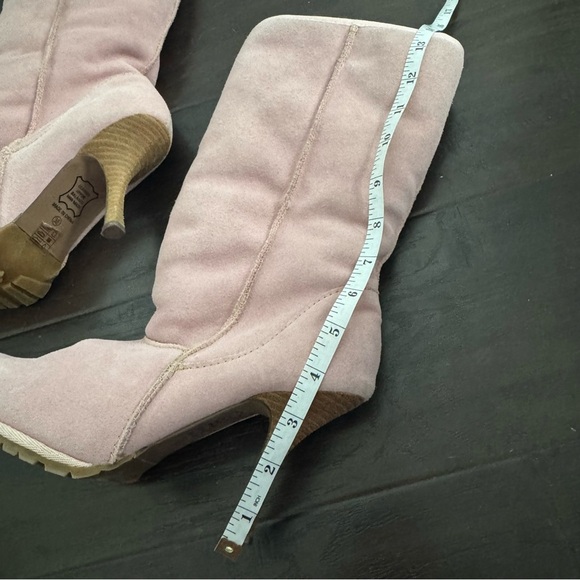 Pink Suede Women's Boots y2k Barbie Sherpa lined diva coquette winter 8 - Picture 8 of 8